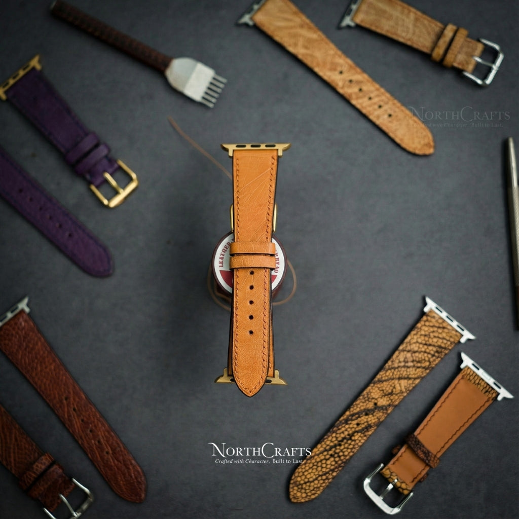 Ostrich Leather iWatch Band (38mm–49mm) – Personalized Handmade – NorthCrafts | NorthCrafts