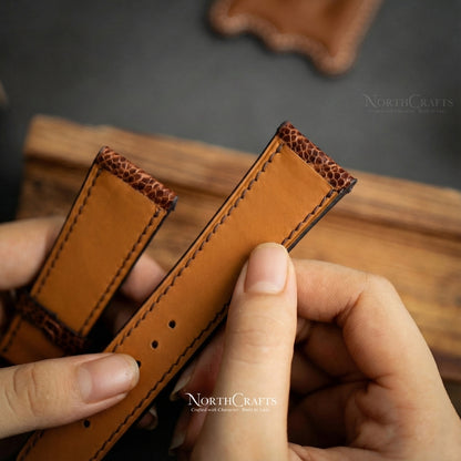 Ostrich Leather Watch Strap for Men (18mm–24mm) – Personalized Handmade – NorthCrafts | NorthCrafts