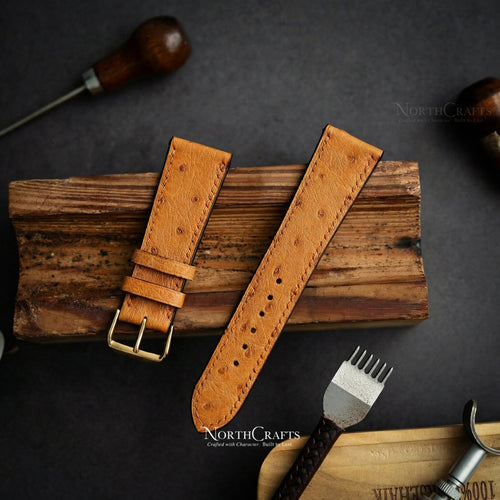 Ostrich Leather Watch Strap for Men (18mm–24mm) – Personalized Handmade – NorthCrafts | NorthCrafts