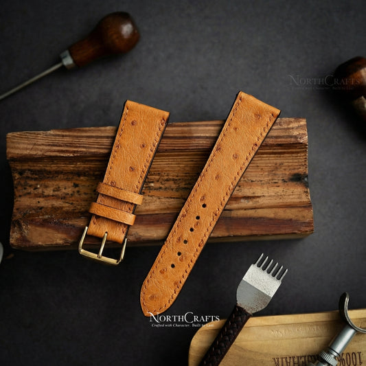 Ostrich Leather Watch Strap for Men (18mm–24mm) – Personalized Handmade – NorthCrafts | NorthCrafts