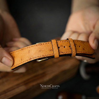 Ostrich Leather Watch Strap for Men (18mm–24mm) – Personalized Handmade – NorthCrafts | NorthCrafts