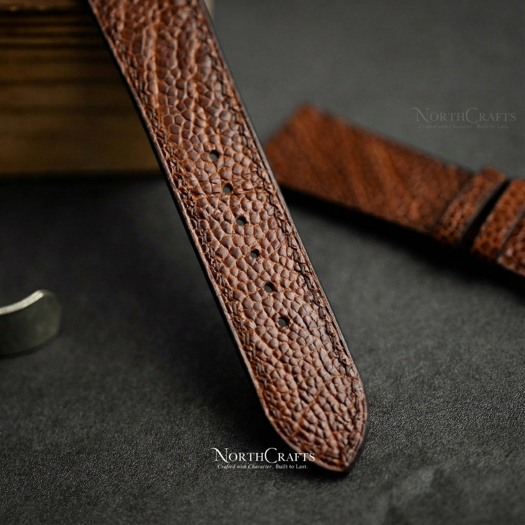 Ostrich Leather Watch Strap for Men (18mm–24mm) – Personalized Handmade – NorthCrafts | NorthCrafts