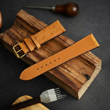 Ostrich Leather Watch Strap for Men (18mm–24mm) – Personalized Handmade – NorthCrafts | NorthCrafts