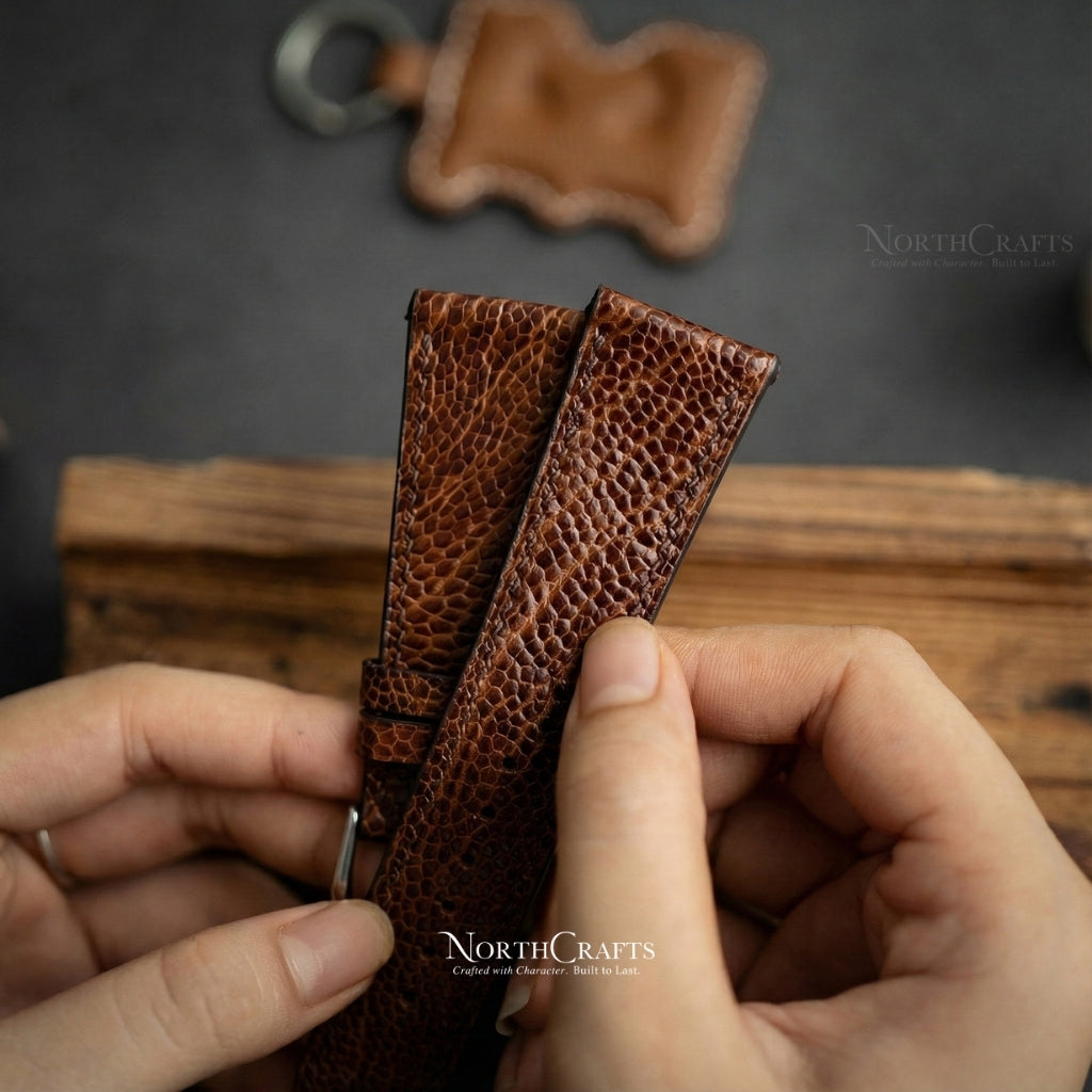 Ostrich Leather Watch Strap for Men (18mm–24mm) – Personalized Handmade – NorthCrafts | NorthCrafts