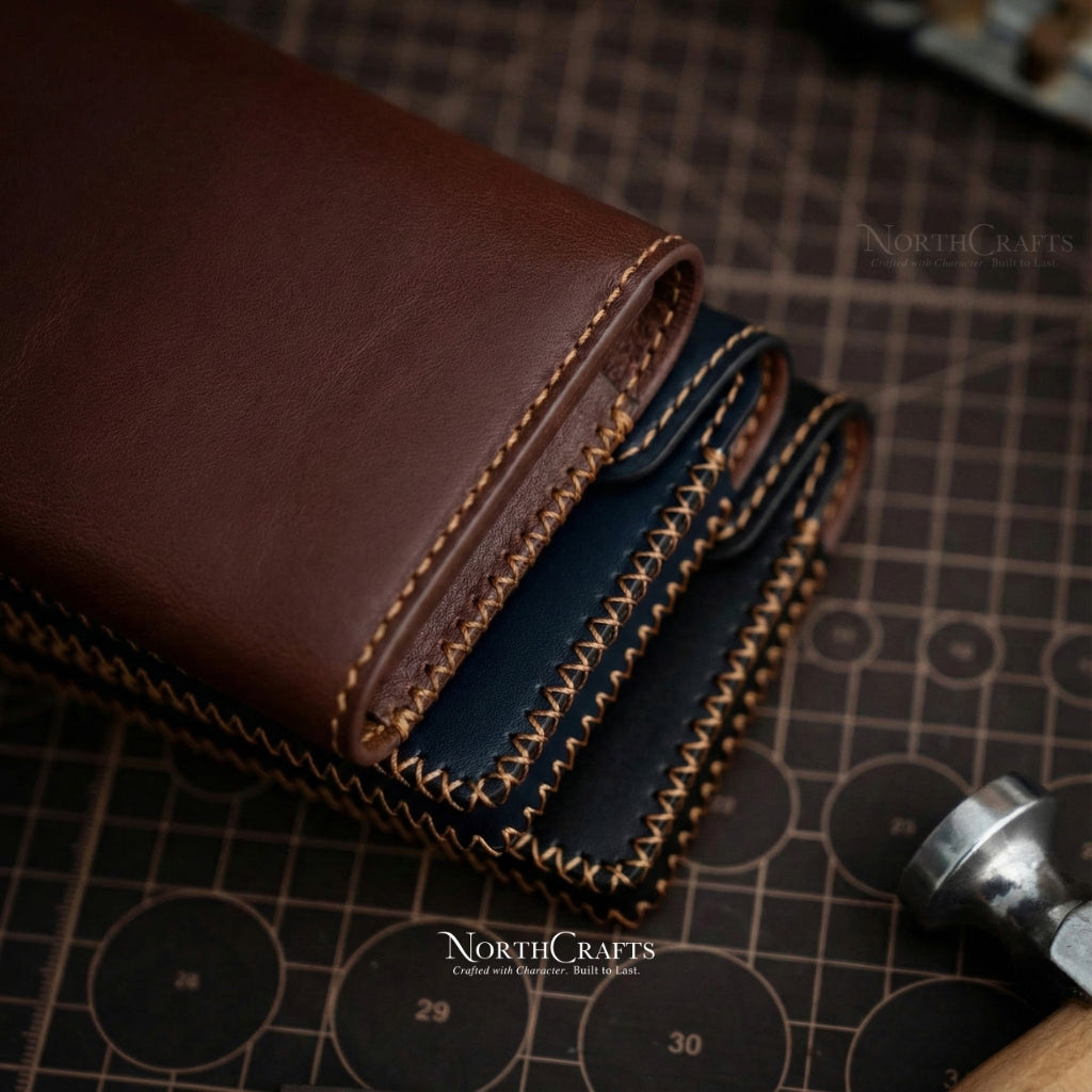 Black Full-Grain Leather Phone Holster with Belt Loop for iPhone 17, 16 & 15 Series – Personalized Handmade – NorthCrafts | NorthCrafts