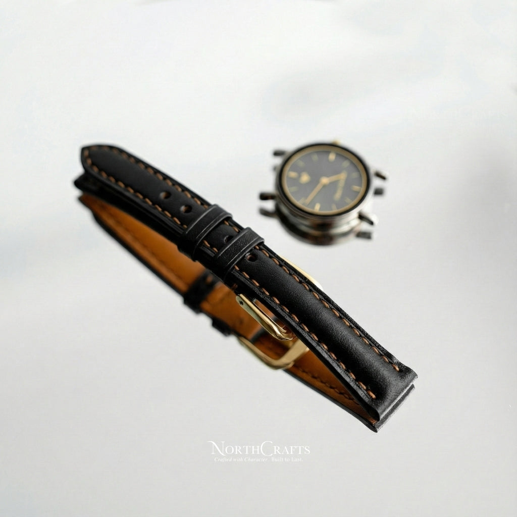 Personalized Handcrafted Black Leather Watch Strap for Women – NorthCrafts