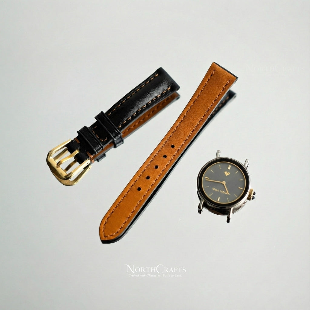 Personalized Handcrafted Black Leather Watch Strap for Women – NorthCrafts