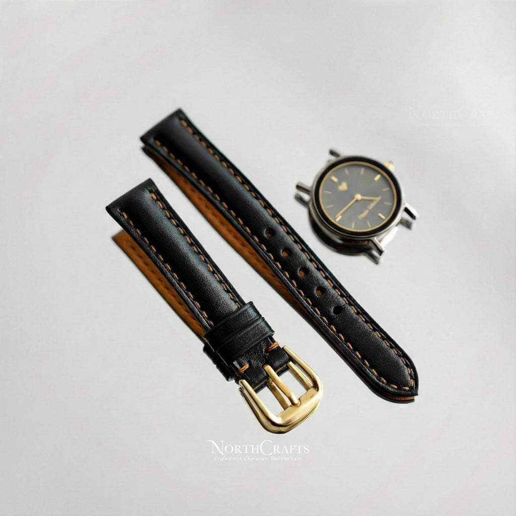 Personalized Handcrafted Black Leather Watch Strap for Women – NorthCrafts