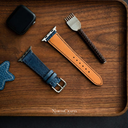 Personalized Handcrafted Ostrich Leather iWatch Band (38mm–49mm) for Apple Watch Series SE2, 11, 10, 9, 8 & 7 – NorthCrafts