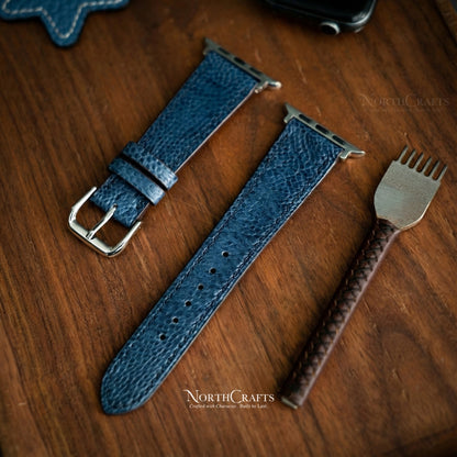 Personalized Handcrafted Ostrich Leather iWatch Band (38mm–49mm) for Apple Watch Series SE2, 11, 10, 9, 8 & 7 – NorthCrafts