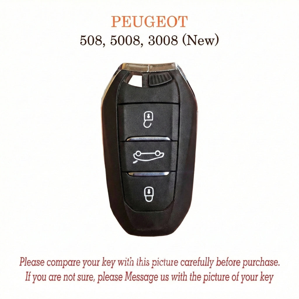 Brown Leather Key Case for Peugeot – Personalized Handmade – NorthCrafts | NorthCrafts