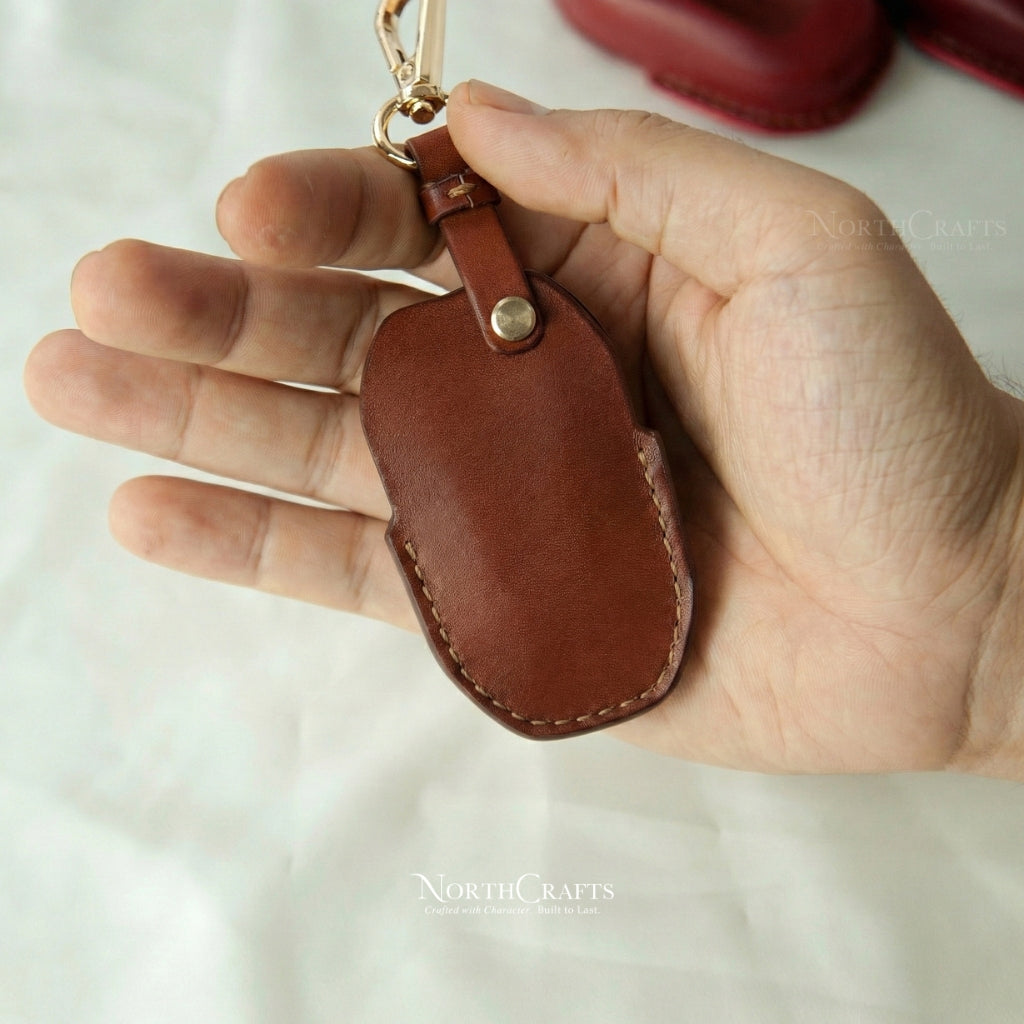Brown Leather Key Case for Peugeot – Personalized Handmade – NorthCrafts | NorthCrafts