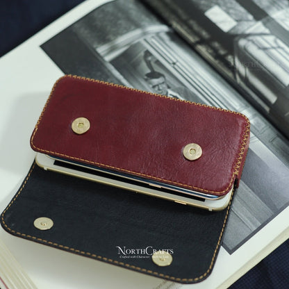 Burgundy Leather Dual Phone Case for Samsung Galaxy Series – Personalized Handmade – NorthCrafts | NorthCrafts