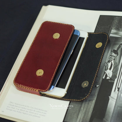Burgundy Leather Dual Phone Case for Samsung Galaxy Series – Personalized Handmade – NorthCrafts | NorthCrafts