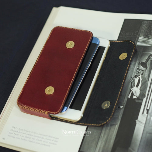 Burgundy Leather Dual Phone Case for Samsung Galaxy Series – Personalized Handmade – NorthCrafts | NorthCrafts