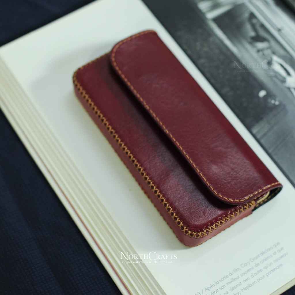 Burgundy Leather Dual Phone Case for Samsung Galaxy Series – Personalized Handmade – NorthCrafts | NorthCrafts