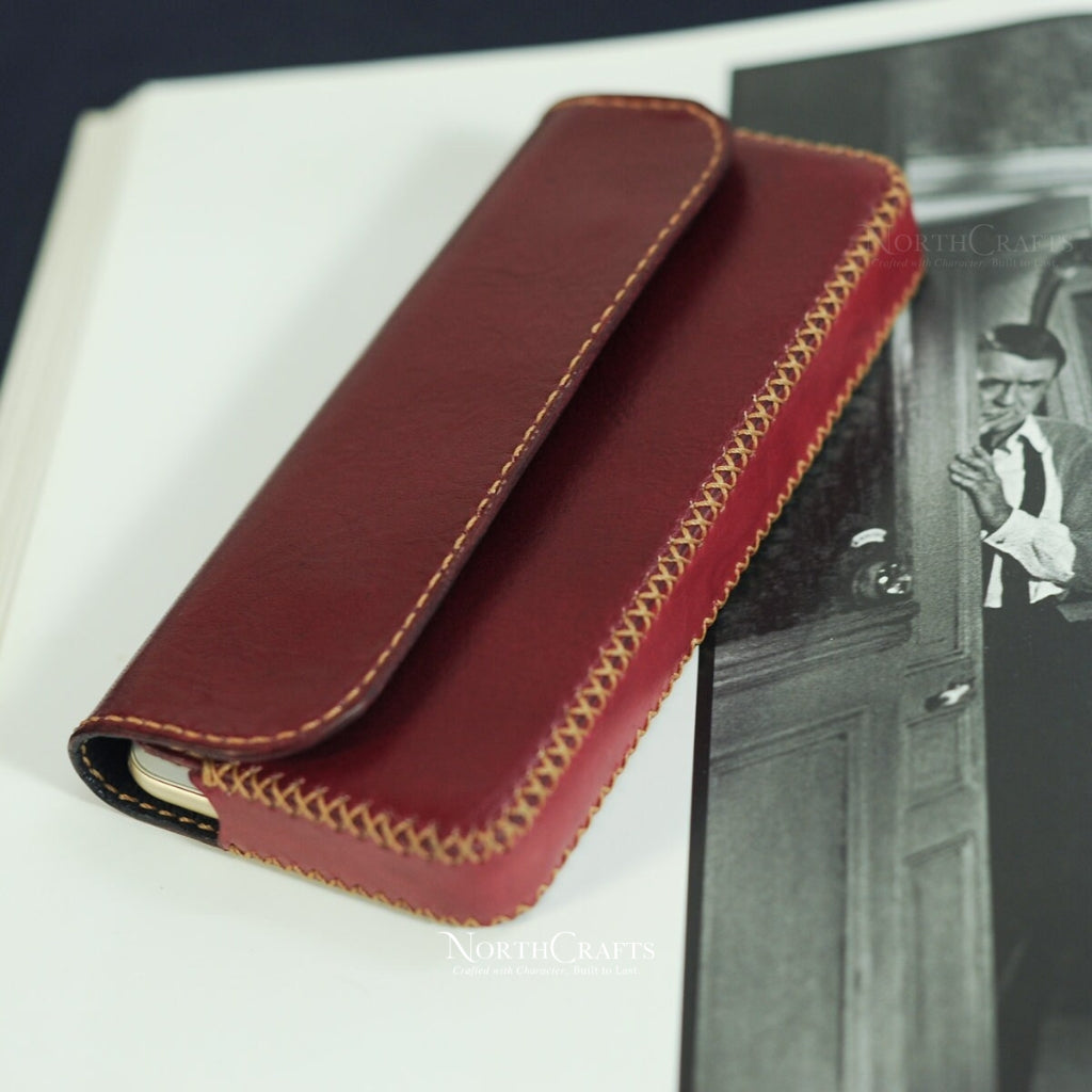 Burgundy Leather Dual Phone Case for Samsung Galaxy Series – Personalized Handmade – NorthCrafts | NorthCrafts