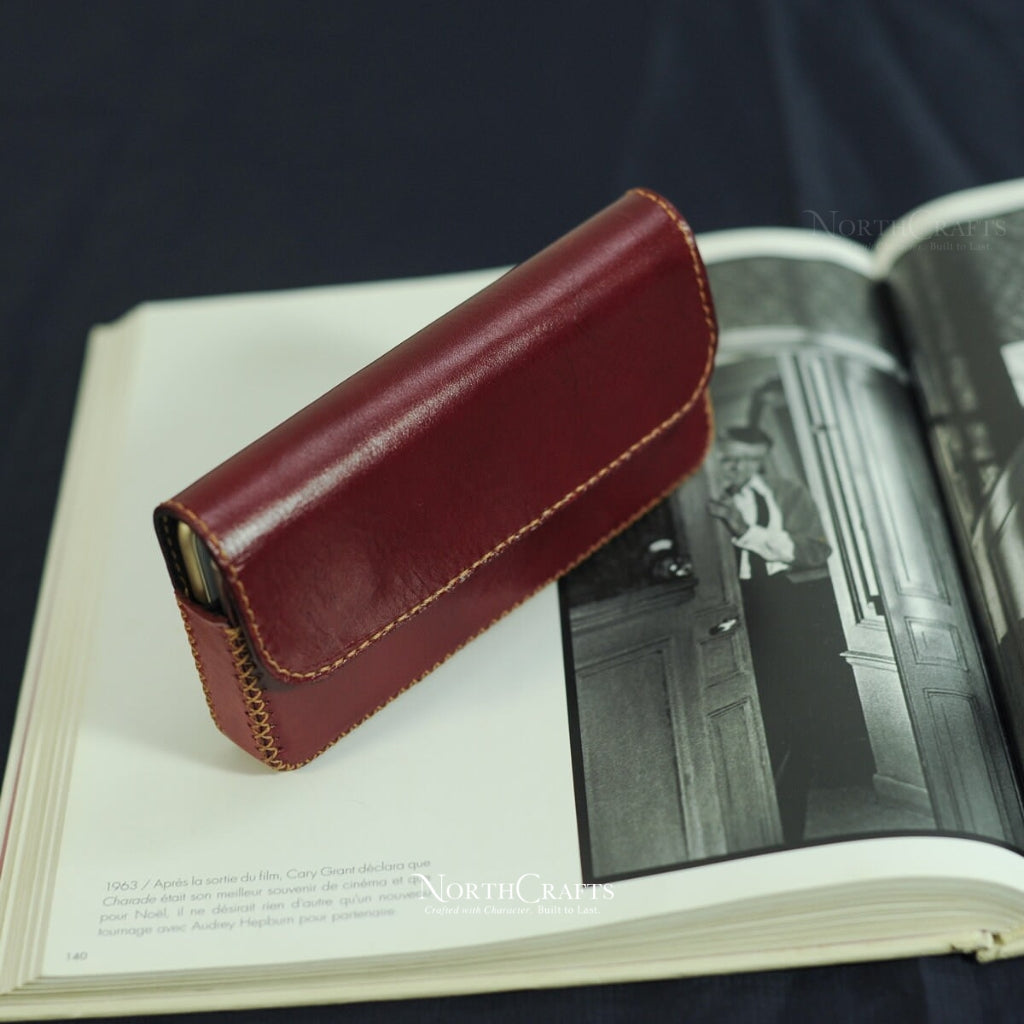 Burgundy Leather Dual Phone Case for Samsung Galaxy Series – Personalized Handmade – NorthCrafts | NorthCrafts
