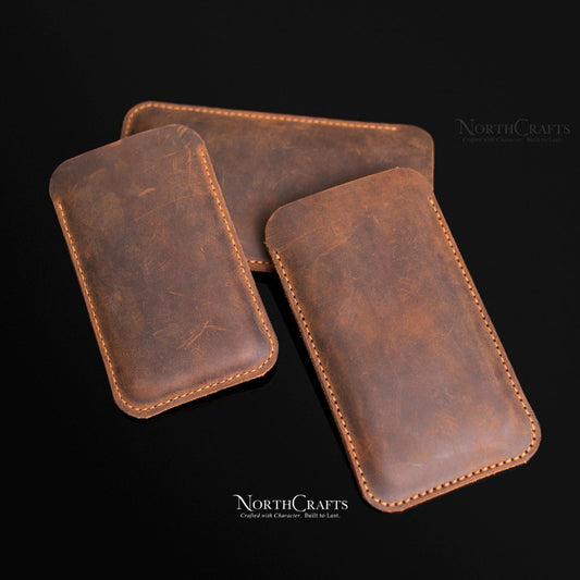 Leather Phone Sleeve for Samsung Galaxy Z Fold Series, Z Flip Series & S22 Ultra – Personalized Handmade – NorthCrafts | NorthCrafts
