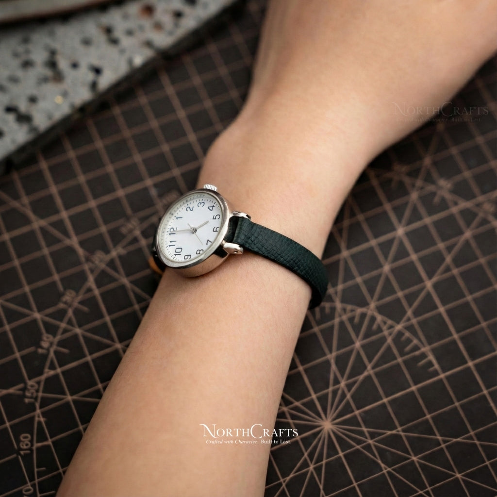 Personalized Handcrafted Green Genuine Leather Watch Strap for Women – NorthCrafts