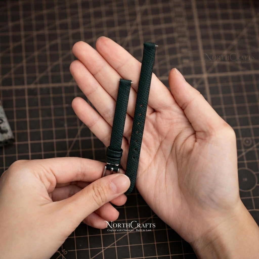 Personalized Handcrafted Green Genuine Leather Watch Strap for Women – NorthCrafts