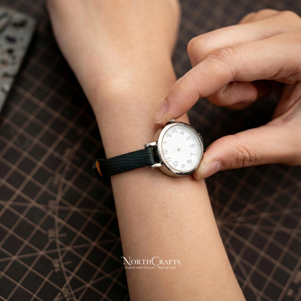 Personalized Handcrafted Green Genuine Leather Watch Strap for Women – NorthCrafts