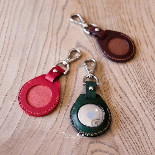 Personalized Handcrafted Leather AirTag Case Cover with Keyring – NorthCrafts