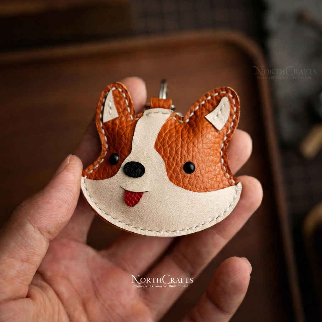 Personalized Handcrafted Leather Corgi Face Bag Charm – NorthCrafts