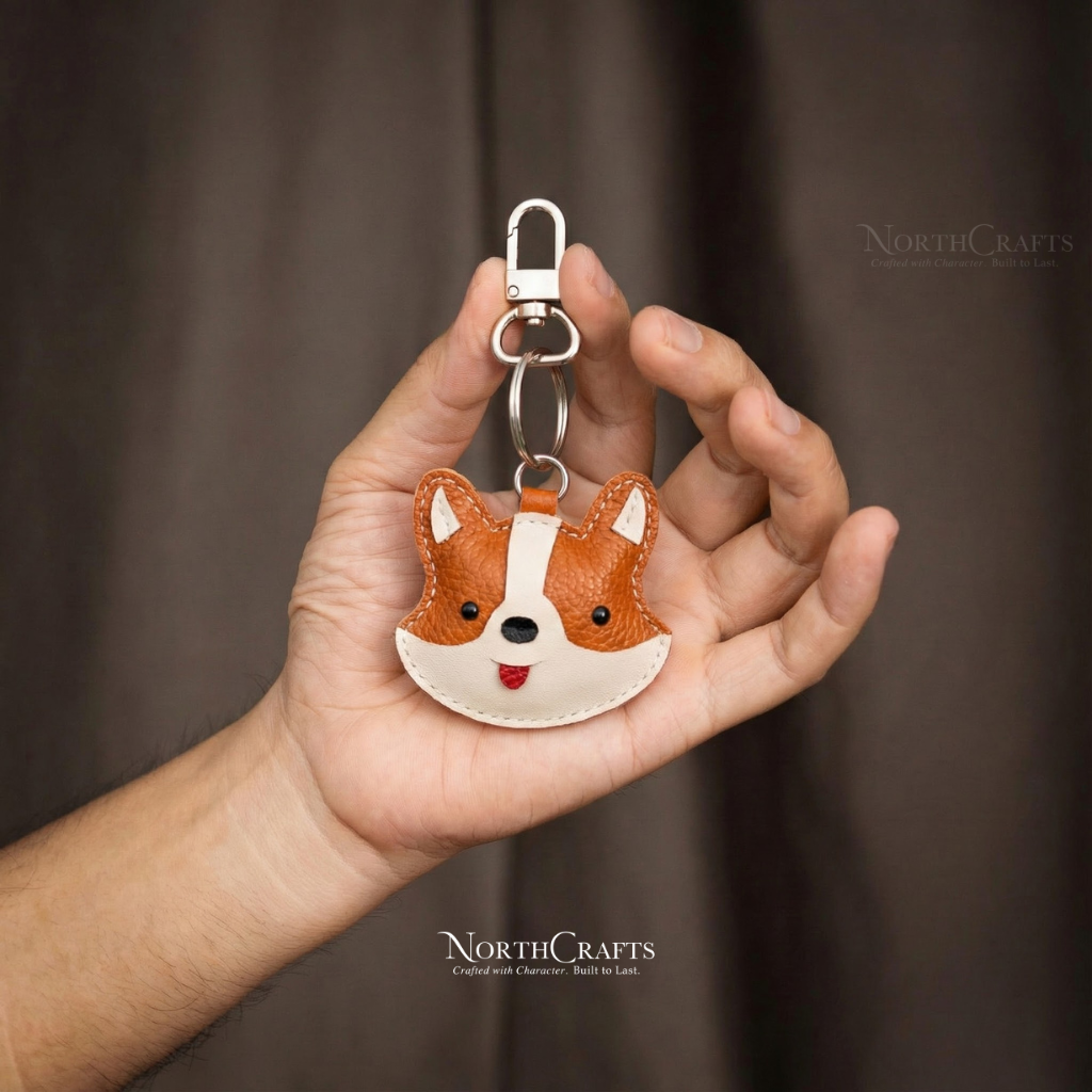 Personalized Handcrafted Leather Corgi Face Bag Charm – NorthCrafts
