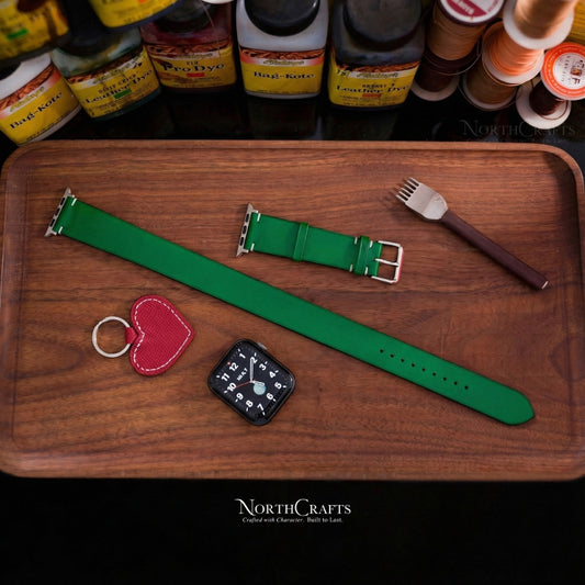 Personalized Handcrafted Leather Double Wrap iWatch Band (38mm–49mm) for Apple Watch Series SE2, 11, 10, 9, 8 & 7 – NorthCrafts