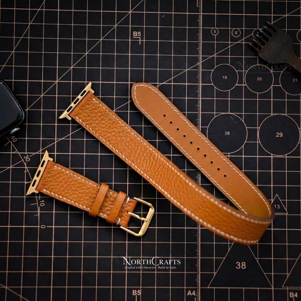 Personalized Handcrafted Leather Double Wrap iWatch Long Band (38mm–49mm) for Apple Watch Series SE2, 11, 10, 9, 8 & 7 – NorthCrafts