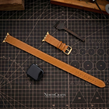 Personalized Handcrafted Leather Double Wrap iWatch Long Band (38mm–49mm) for Apple Watch Series SE2, 11, 10, 9, 8 & 7 – NorthCrafts