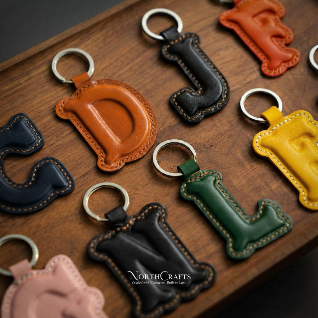 Leather Initial Keychain Charm Custom Edition | NorthCrafts