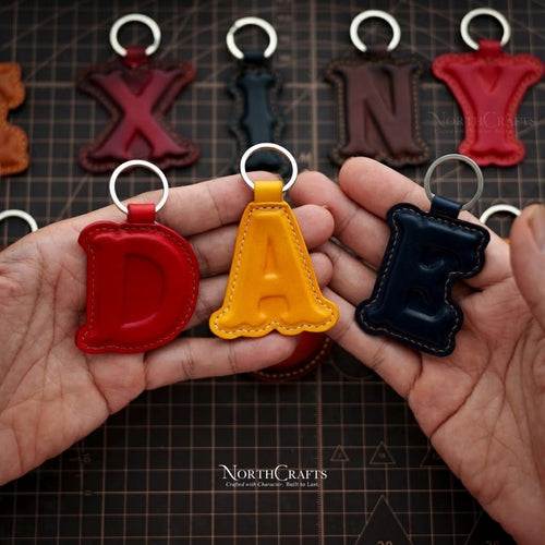 Leather Initial Charm Keychain Personalized Gift | NorthCrafts