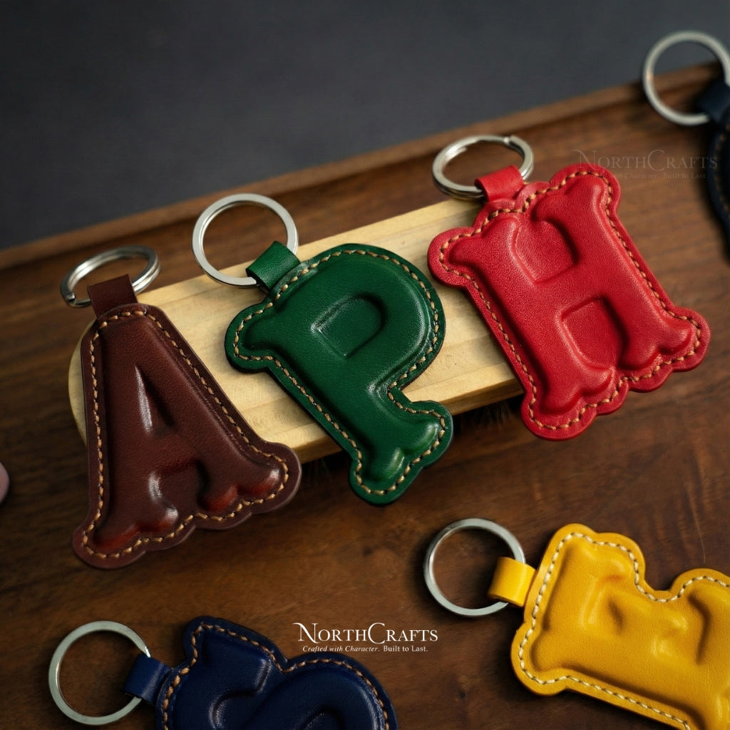 Leather Initial Keychain Charm Custom Edition | NorthCrafts