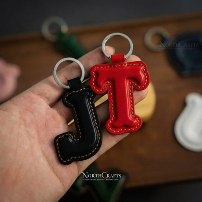 Leather Initial Keychain Charm Custom Edition | NorthCrafts