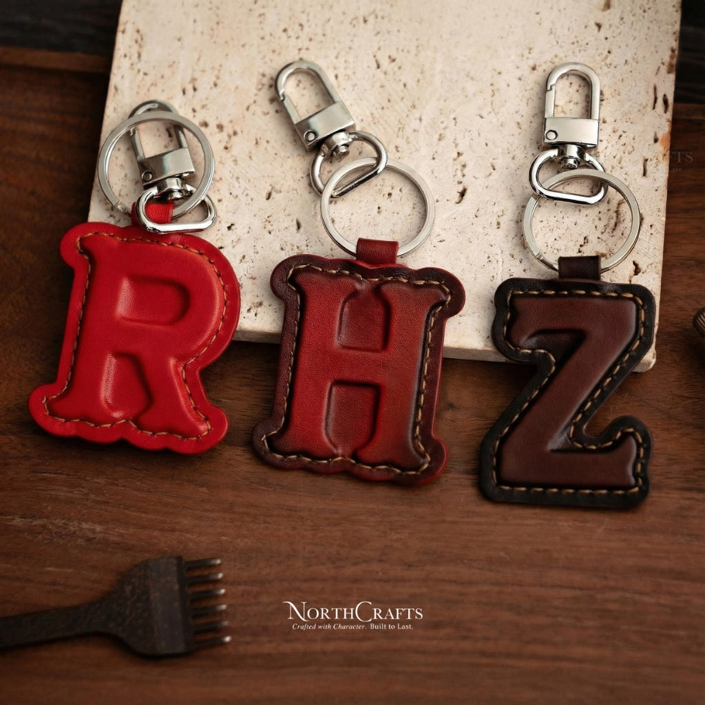 Personalized Handcrafted Leather Initial Charm Keychain – NorthCrafts