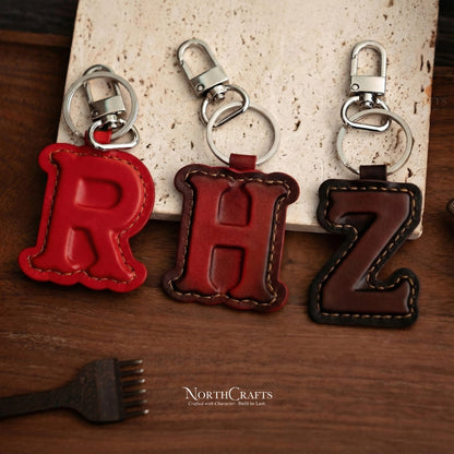 Personalized Handcrafted Leather Initial Charm Keychain – NorthCrafts