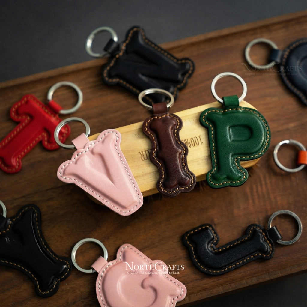 Leather Initial Keychain Charm Custom Edition | NorthCrafts