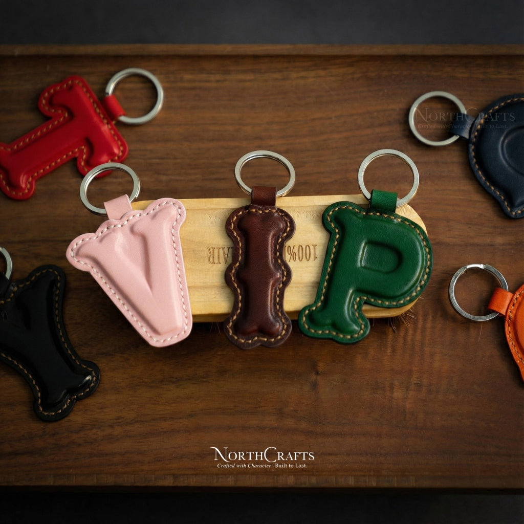 Leather Initial Keychain Charm Custom Edition | NorthCrafts