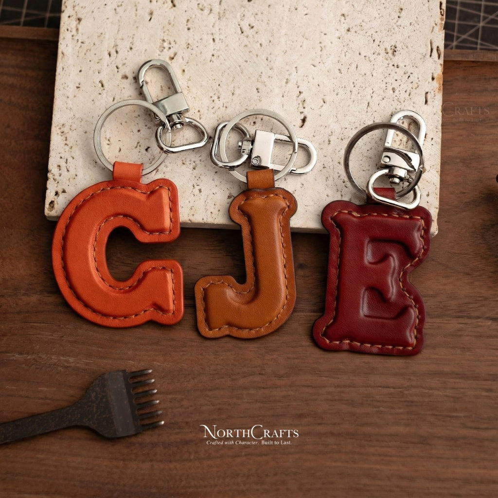 Personalized Handcrafted Leather Initial Charm Keychain – NorthCrafts