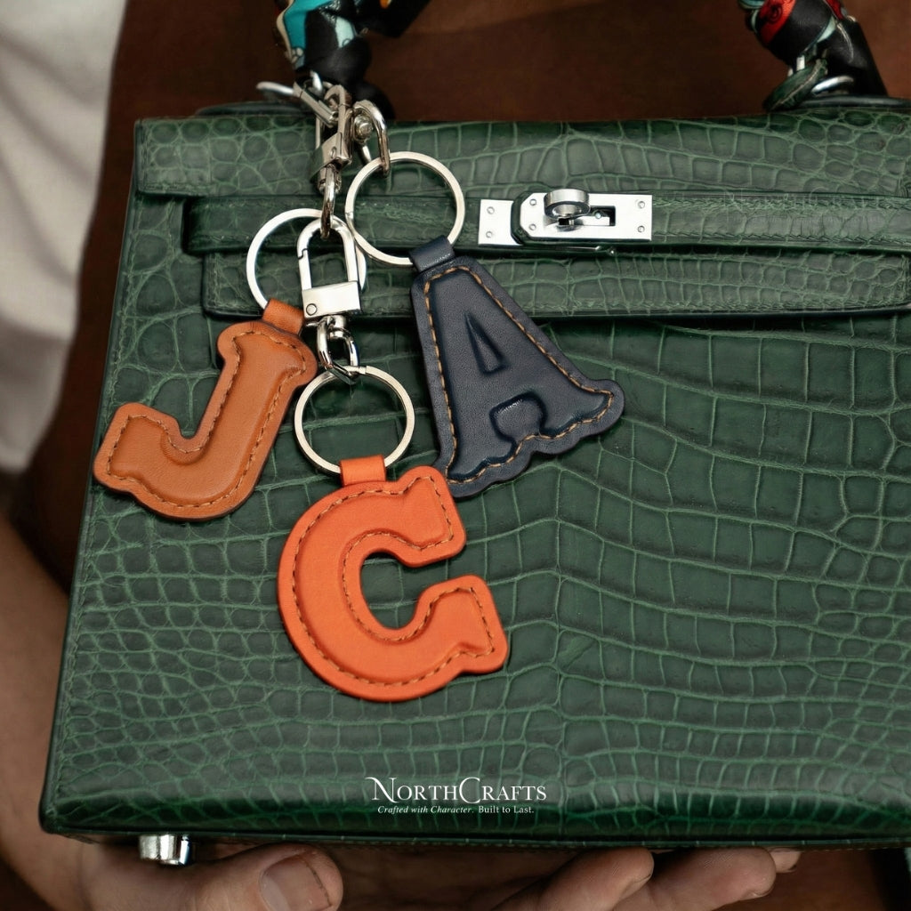 Personalized Handcrafted Leather Initial Charm Keychain – NorthCrafts