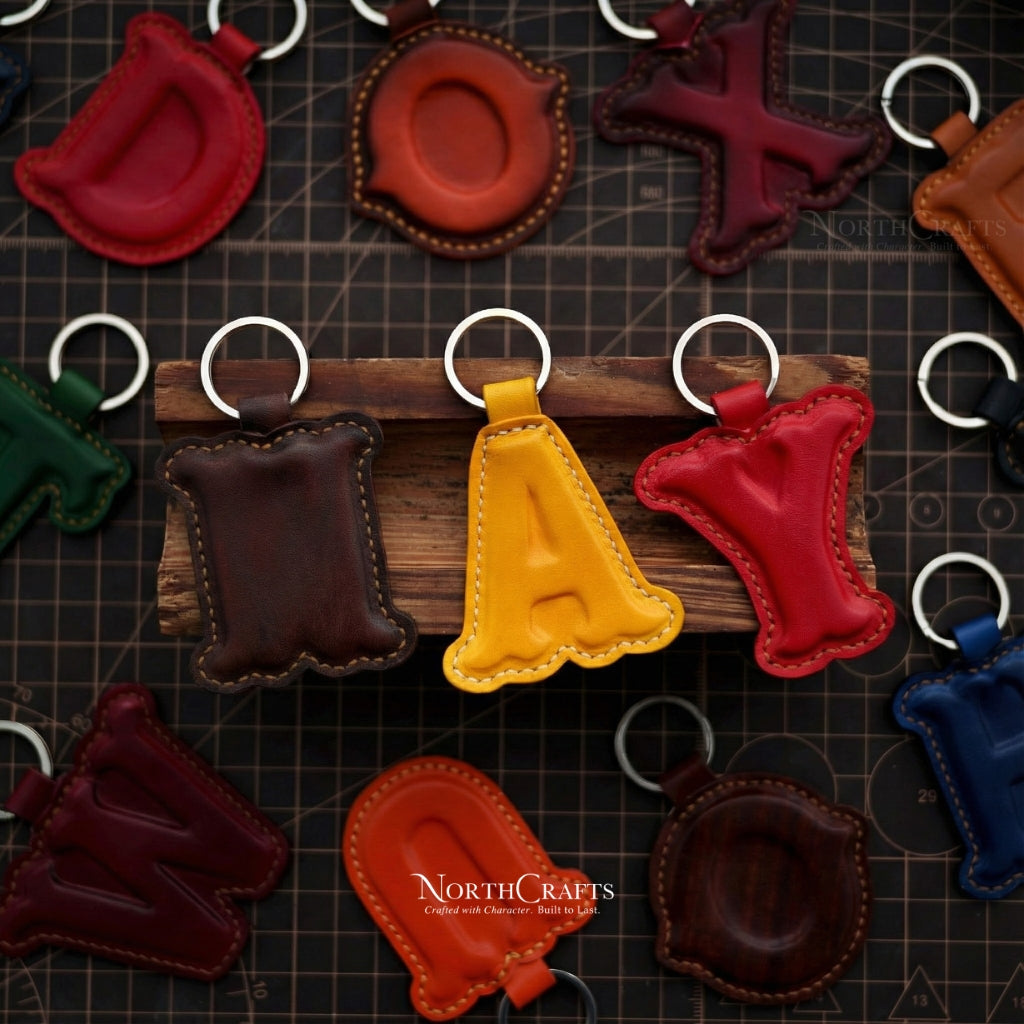 Leather Initial Charm Keychain Personalized Gift | NorthCrafts
