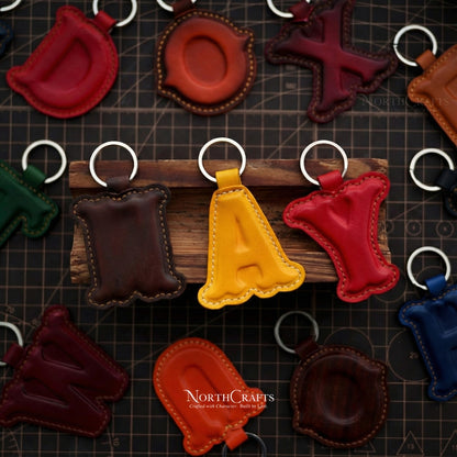 Leather Initial Charm Keychain Personalized Gift | NorthCrafts