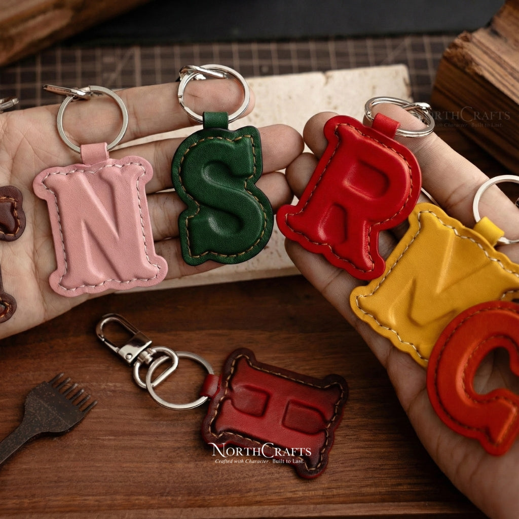 Personalized Handcrafted Leather Initial Charm Keychain – NorthCrafts
