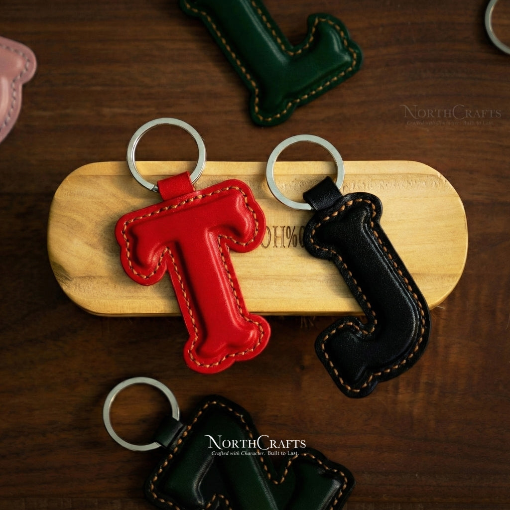 Leather Initial Keychain Charm Custom Edition | NorthCrafts