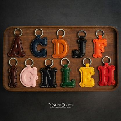 Leather Initial Charm Keychain Personalized Gift | NorthCrafts