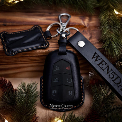Leather Key Fob Cover for Cadillac Escalade CT5 CT6 CTS XT6 XTS XT4 XT5 ATS | NorthCrafts