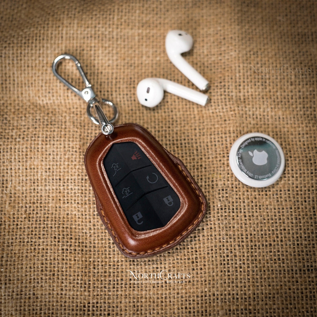 Leather Key Fob Cover for Cadillac Escalade CT5 CT6 CTS XT6 XTS XT4 XT5 ATS | NorthCrafts