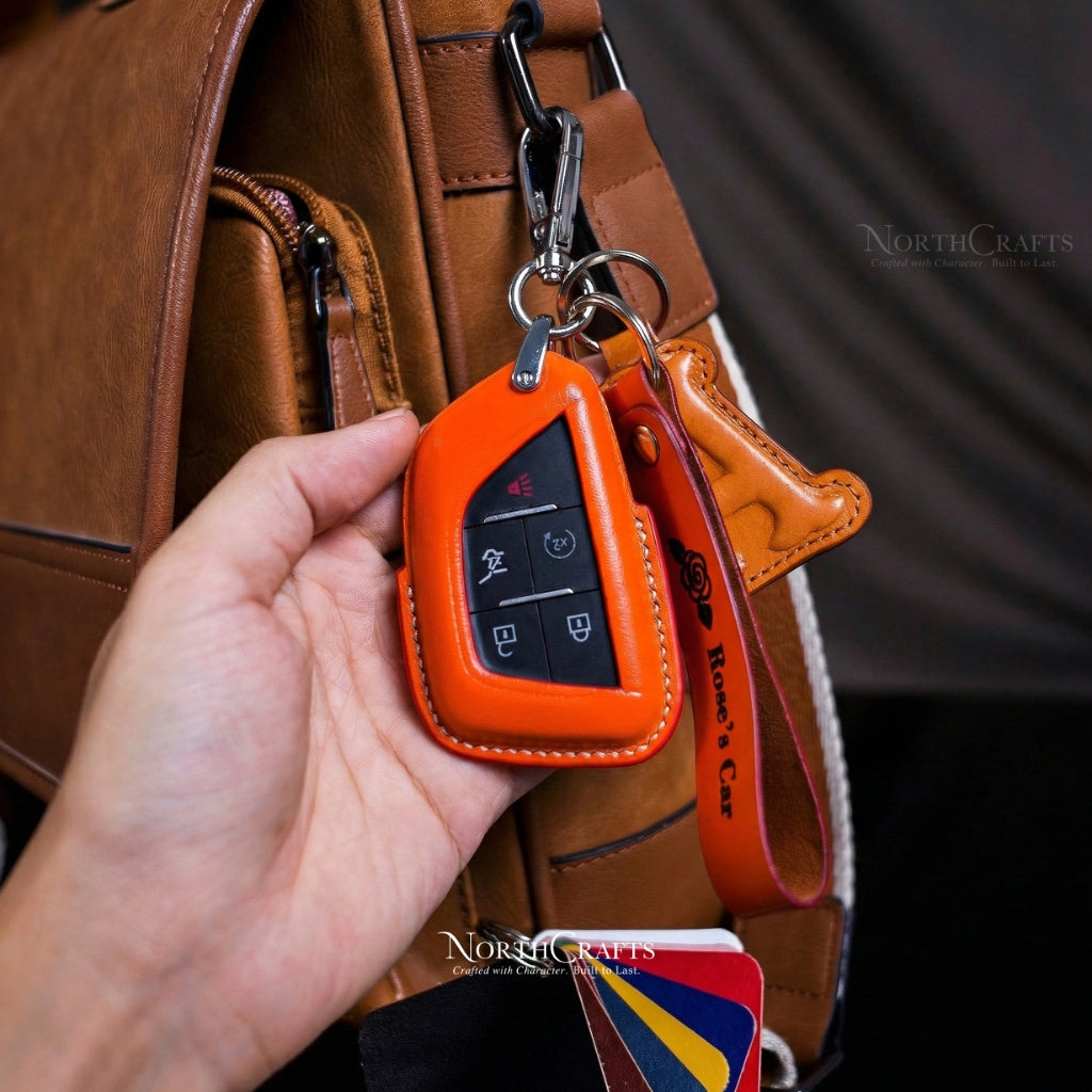 Leather Key Fob Cover for Escalade, CT4, CT5, CT6, CTS, XTS, XT4, XT5, XT6 & ATS – Personalized Handmade – NorthCrafts | NorthCrafts